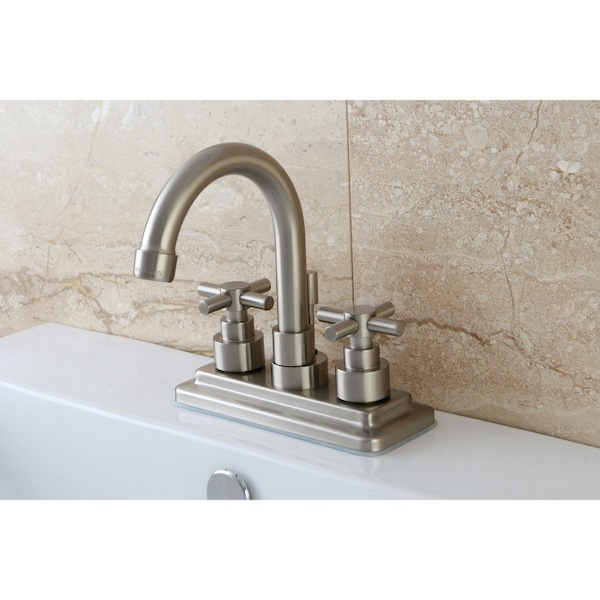 KS8668EX Elinvar 4 Centerset Bathroom Faucet W/ Brass Pop-Up, Nickel